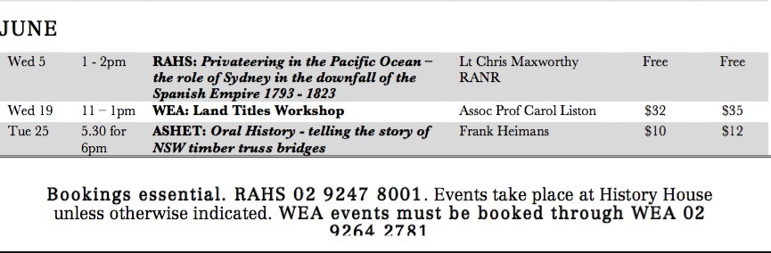 History, Heritage & Museums - Connecting!: RAHS - Calendar of Events