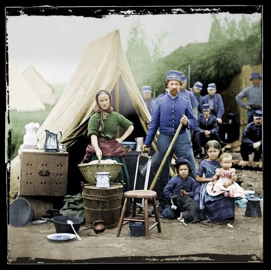 Some soldier's families followed them around to cook and clean for them.