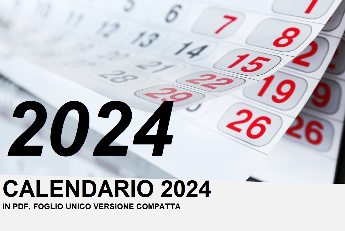 Calendario 2024 da stampare foglio unico