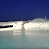 Car parked near the lake, became frozen