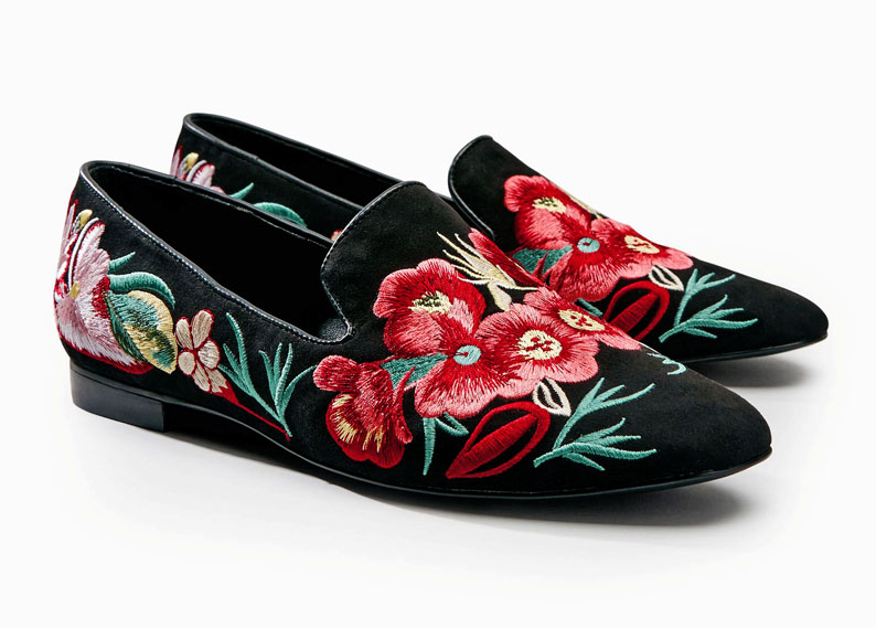 MUST HAVE Black Embroidered Slipper Shoes