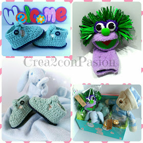 Crea2conPasión-botas-bebé-crochet-y-marioneta-calcetín-para-canastilla