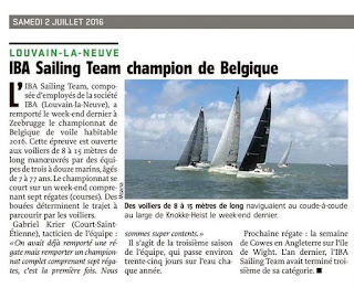 IBA Sailing Team Championnat de Belgique 2016