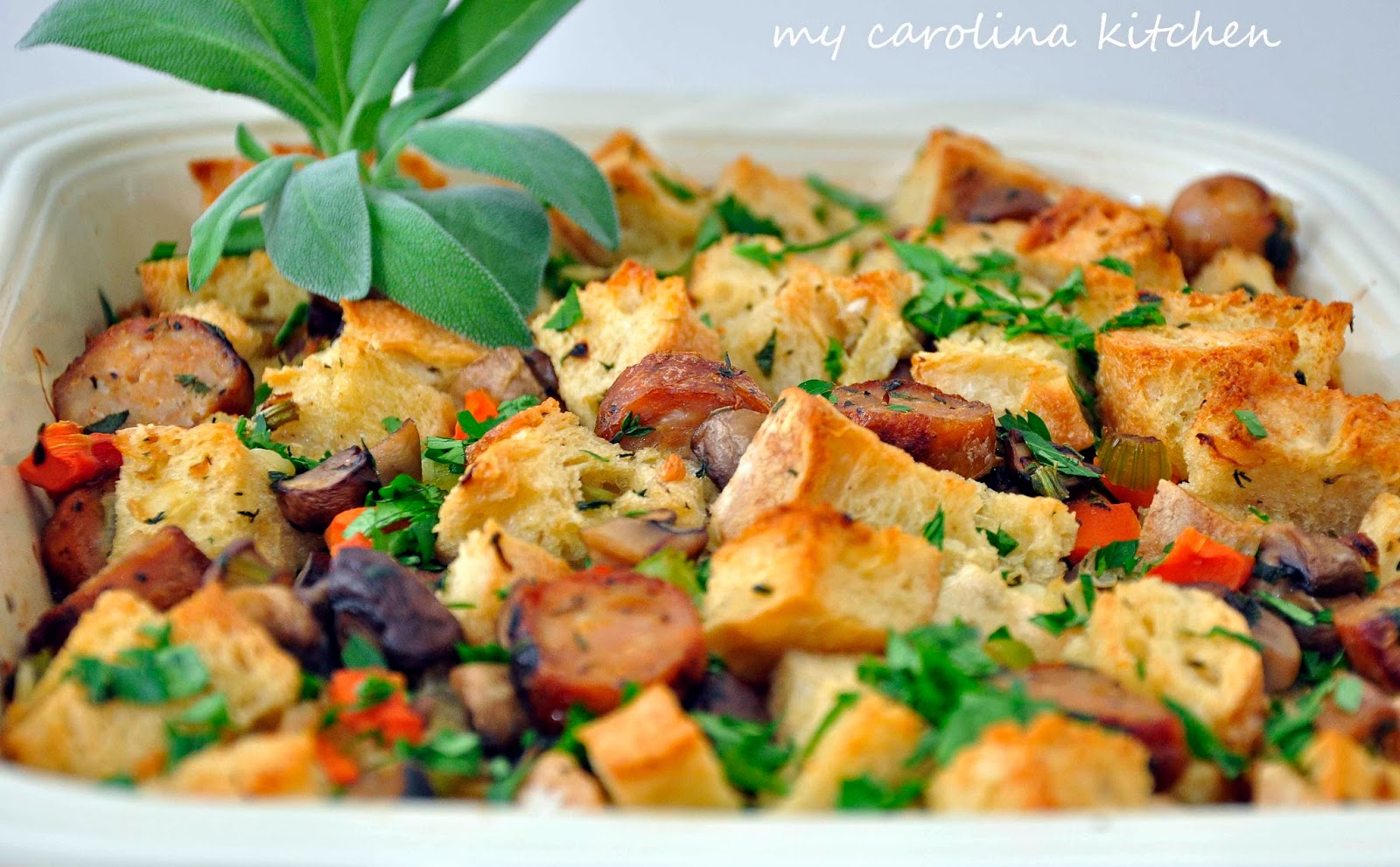 My Carolina Kitchen Rusticstyle Herbed Bread Dressing with Sausage