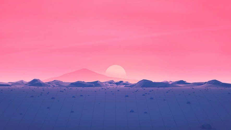 Sunset, Mountains, Landscape, Digital Art, Abstract, Minimalist, Low Poly, 4K, #53