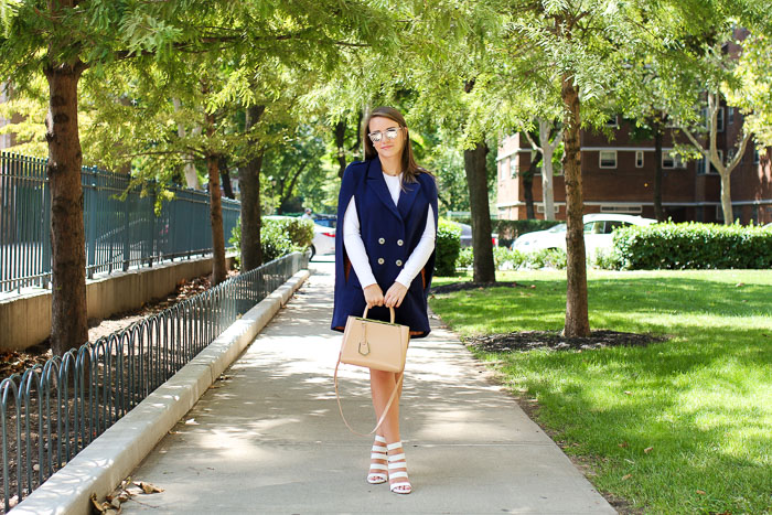 Krista Robertson, Covering the Bases, Travel Blog, NYC Blog, Preppy Blog, Style, Fashion Blog, Preppy Looks, Topshop, Suede Skirts, Navy Cape, Cape, Fall to Summer Pieces, Back to School Clothes, Fall Essentials, How to Dress for Fall, NYC Fall Style