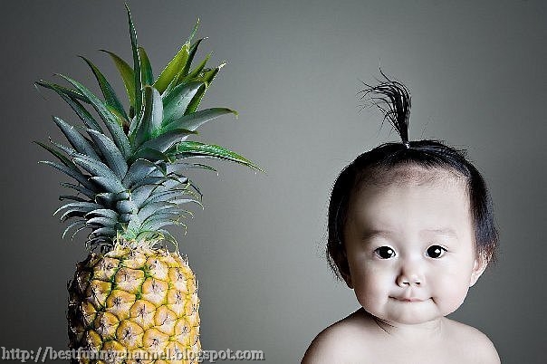 Girl and pineapple