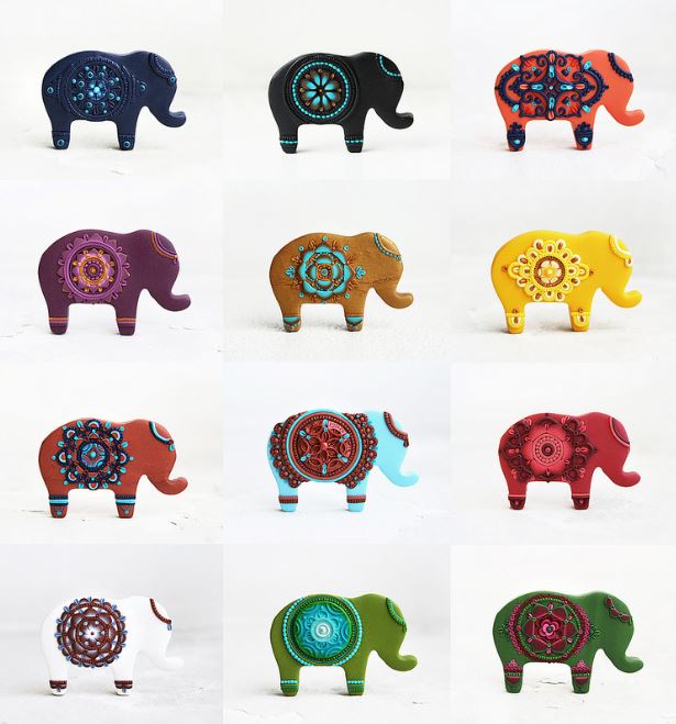 Amazing Elephant Polymer Clay Jewelry by Kni Kni / The Beading Gem