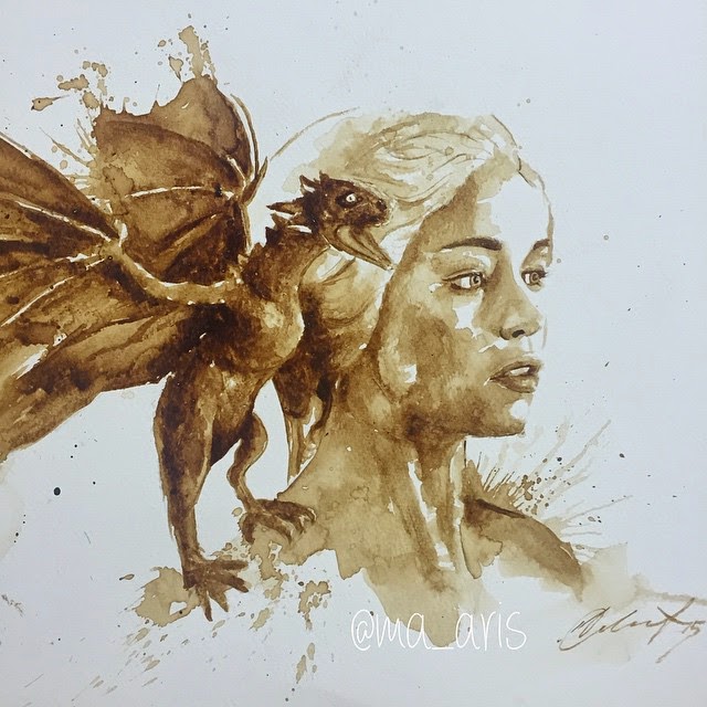 04-Daenerys-Targaryen-GoT-Maria-A-Aristidou-Pop-Culture-Painted-with-Coffee-www-designstack-co