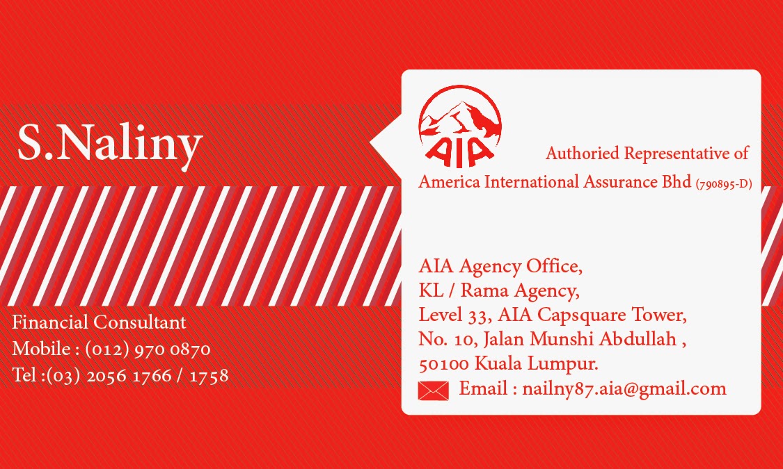 My Secondt International ( Malaysia ) Project .Business Card For AIA