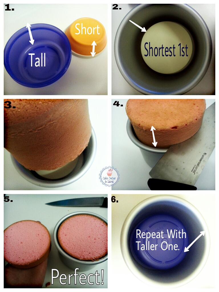 Step by step pictorial of how to torte a cake without a cake leveller like an agbay