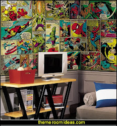 marvel comic bedroom mural wall theme superhero bedrooms heroes superheroes themed rooms panel boys dc super comics wonder woman fan