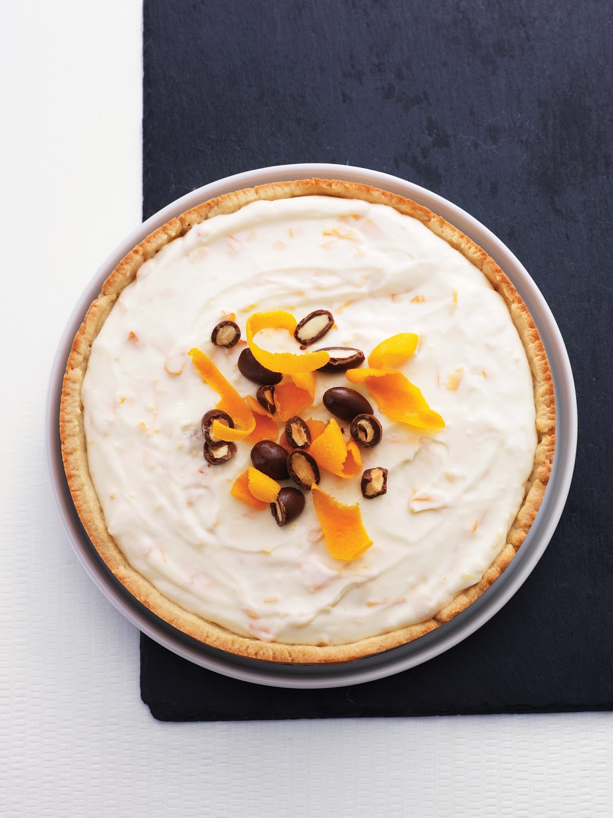 Robin Miller Cooks Orange Marmalade Tart with Chocolate Covered Almonds