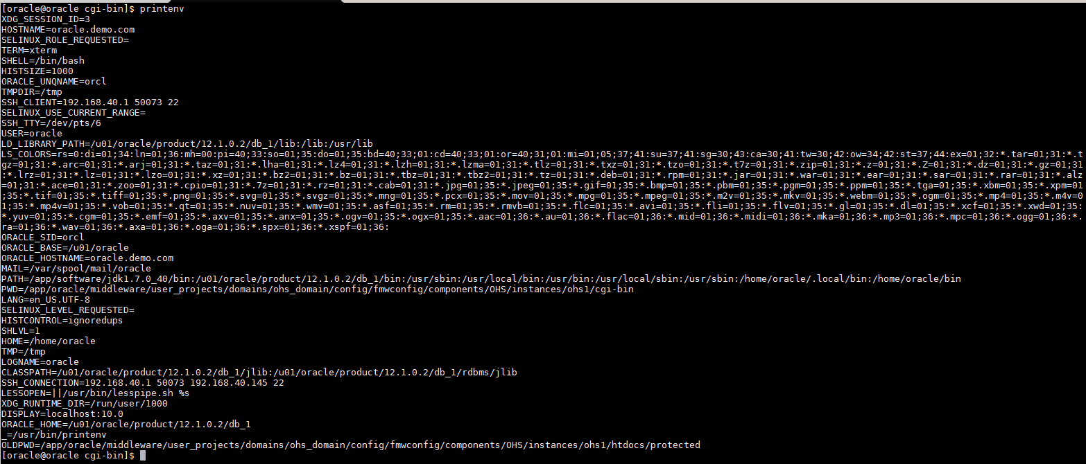 Cloud and Mobile Security How to enable the /cgibin/printenv in OAM?
