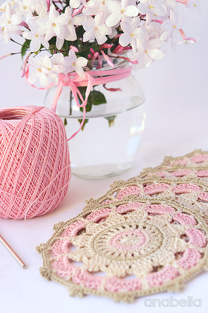 Pink vintage crochet mandalas by Anabelia Craft Design