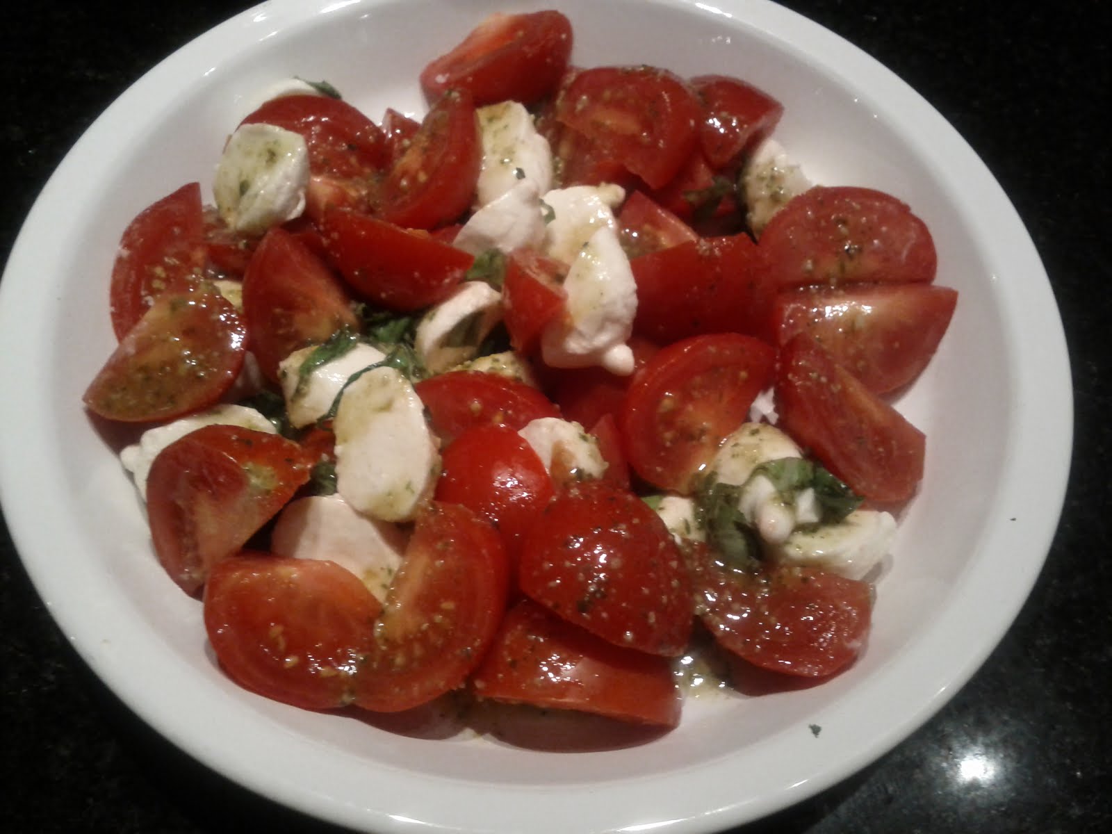 From my cottage kitchen Tomatoes and bocconcini salad with basil