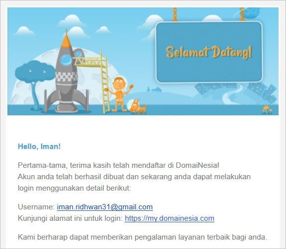 Notifikasi Email Dari DomaiNesia Notifikasi Email Dari DomaiNesia