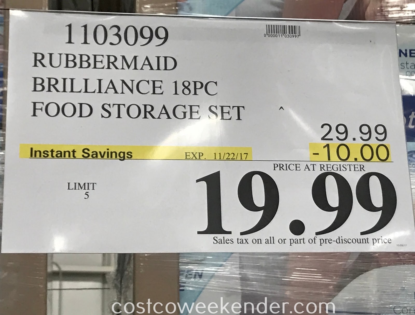 Rubbermaid Brilliance 18pc Food Storage Set Costco Weekender