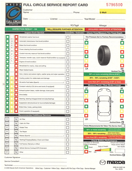 Ford inspection report card #10