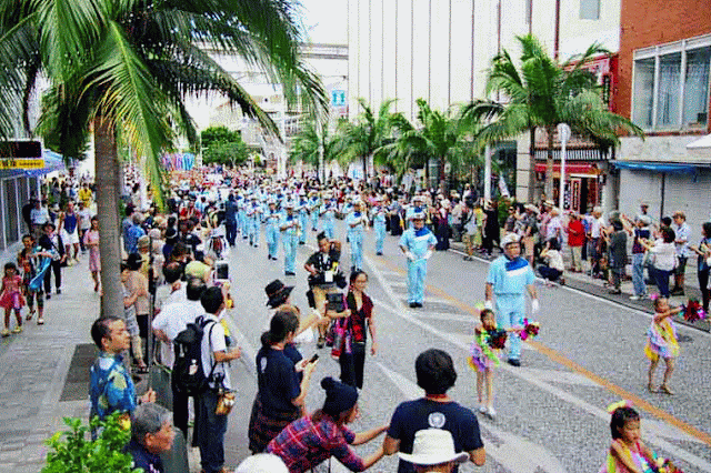 Visitors from Argentina marching in Uchinanchu parade