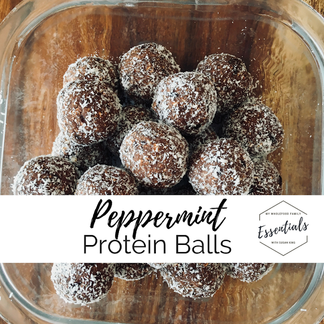 peppermint protein balls with chickpeas and essential oils - www.mywholefoodfamily.com