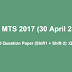 SSC MTS 2017 Exam Questions in PDF Shift-1+Shift-2 (30-04-2017)