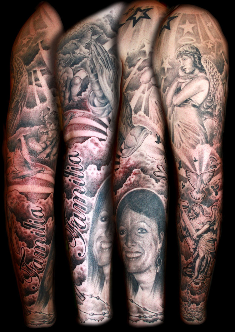 whatevercathieb sleeve tattoos religious tattoo designs