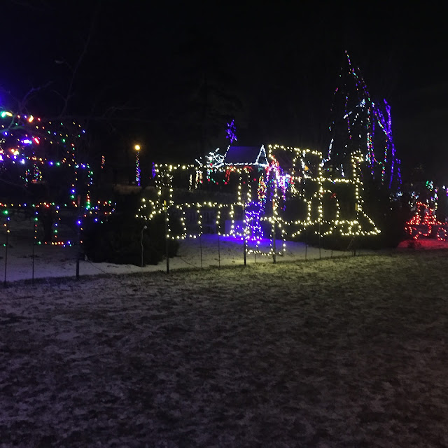 Train light display at Lilacia Park's Holiday Lights