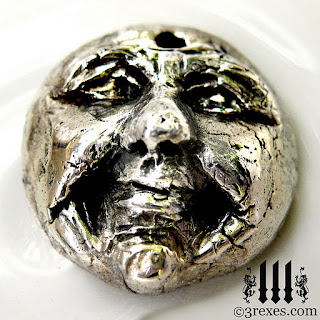 Silver Victorian MOON Face Ring 