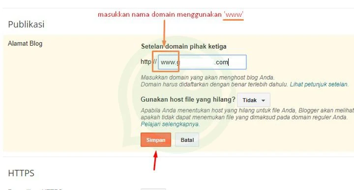 panduan cara setting domain .com pada blogspot