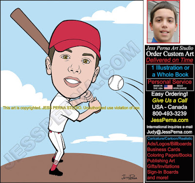 Bar Mitzvah Boy Baseball Caricature Sign-In Board