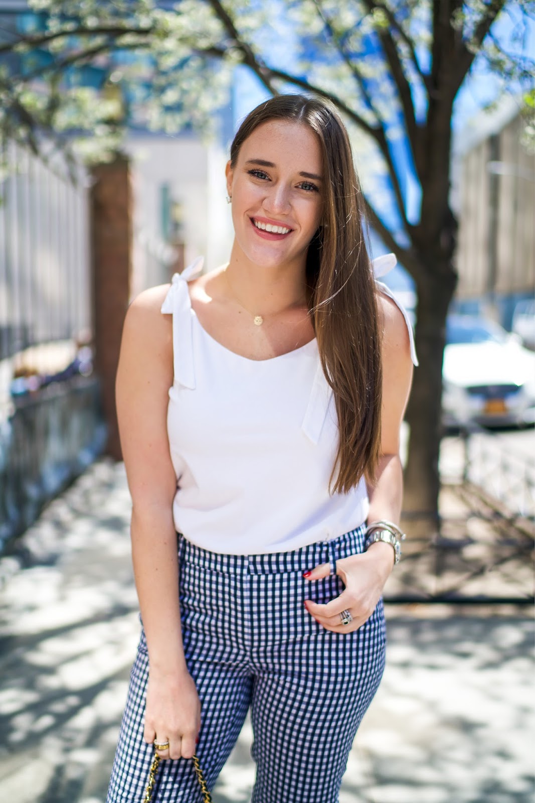 Gingham Pants for Work by popular New York fashion blogger, Covering the Bases.