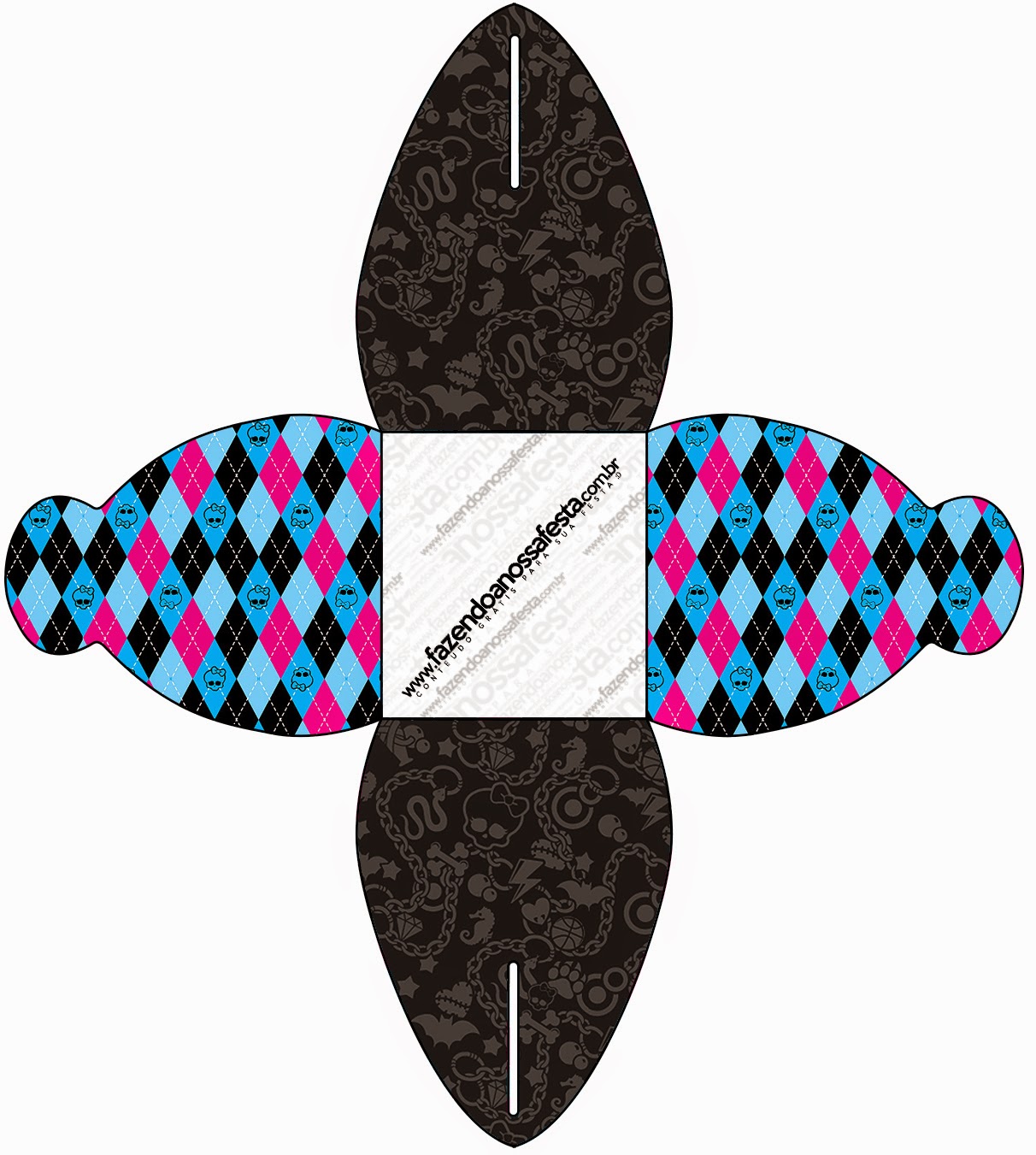 Monster High Negro: Cajas para Imprimir Gratis. Caja para cupcakes o golosinas.