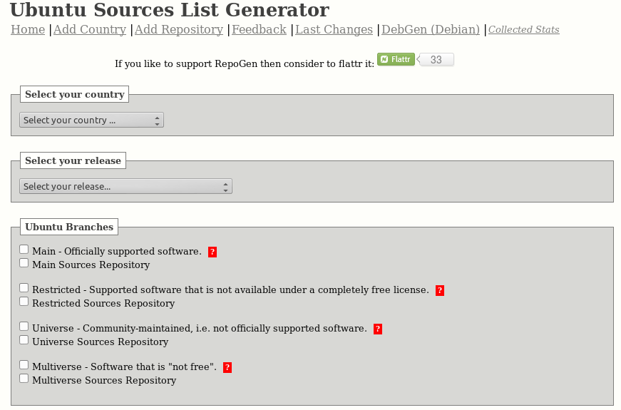 Linux sources list. Linux sources list