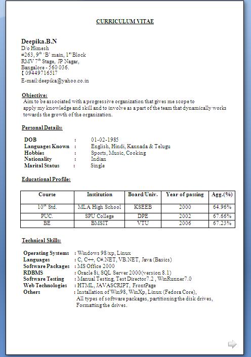 writing a resume example