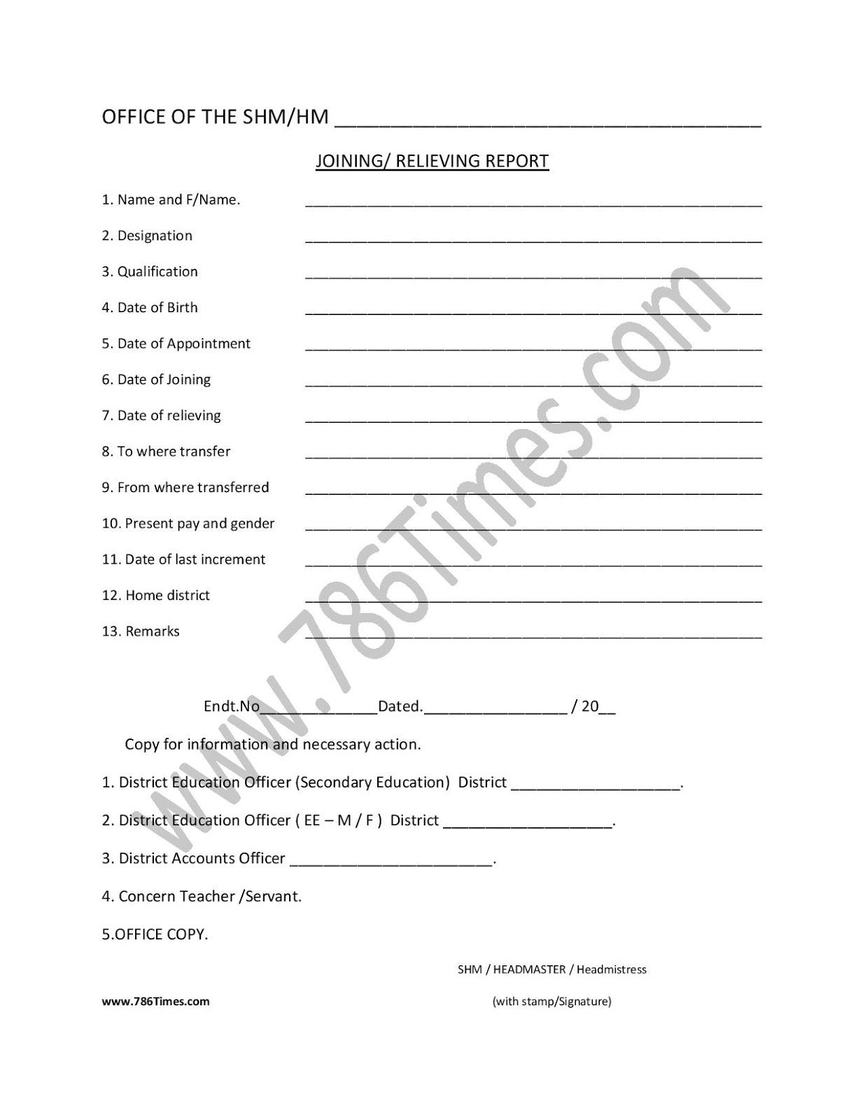 Joining Report Format Scribd India