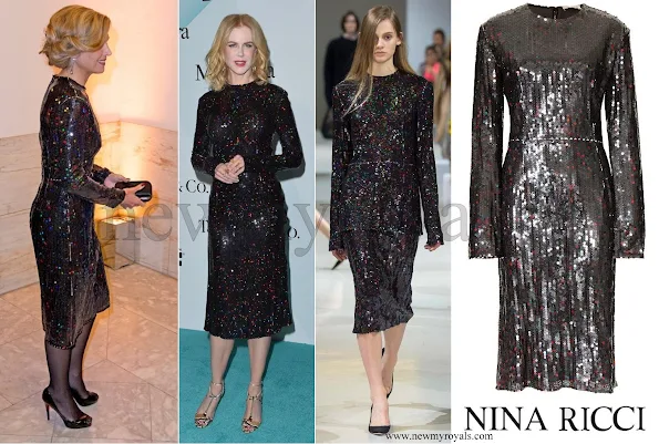 Queen Maxima wore a long sleeve Sequinned dress from NINA RICCI Fall-2015 collection. 