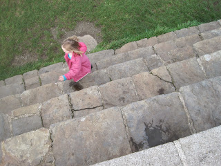 Girl walking the steps