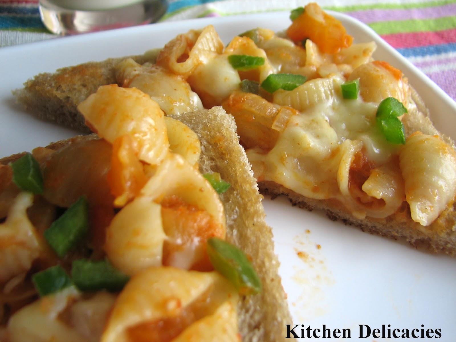 Pasta Sandwich with Cheesy Dip Kitchen Delicacies