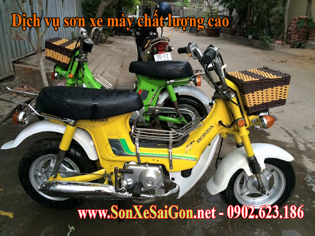 Sơn xe máy Honda Chaly màu vàng cực đẹp