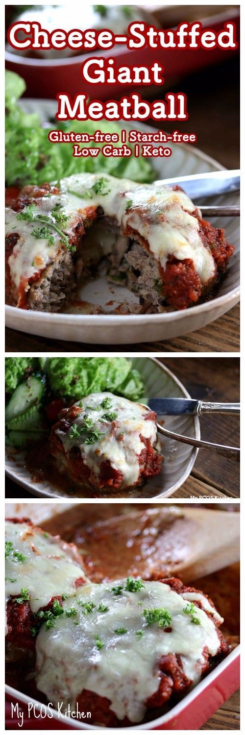 Keto CheeseStuffed Giant Meatballs