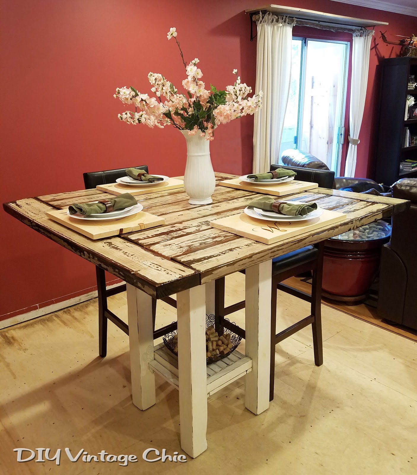Reclaimed Wood Bar Height Farmhouse Table