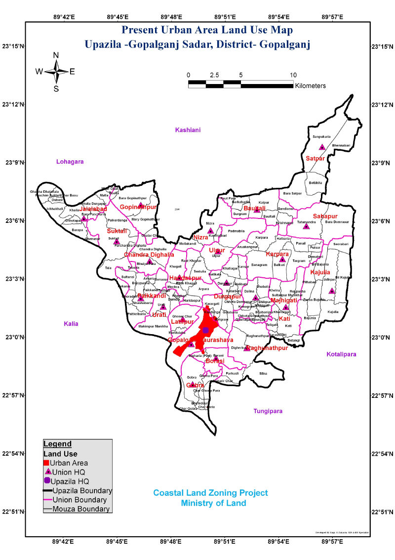 Gopalganj Sadar Upazila Mouza Map Gopalganj District Bangladesh
