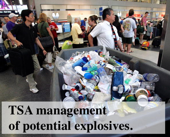 TSA hauls away bottles of confiscated fluid
