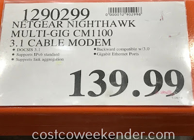 Deal for the Netgear Nighthawk Multi-Gig Speed Cable Modem (CM1100) at Costco