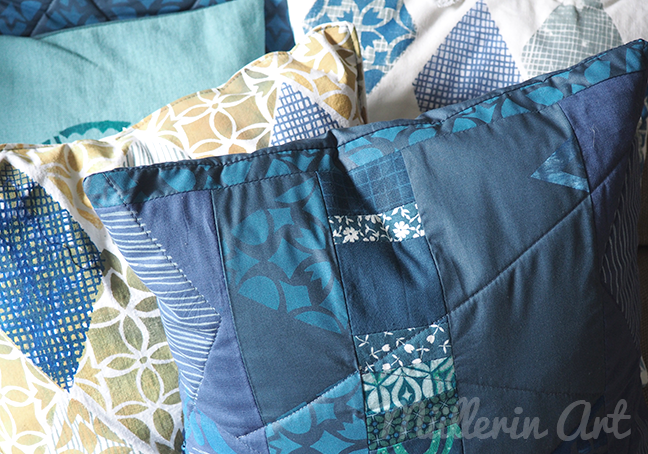 Quiltkissen, handbedruckt