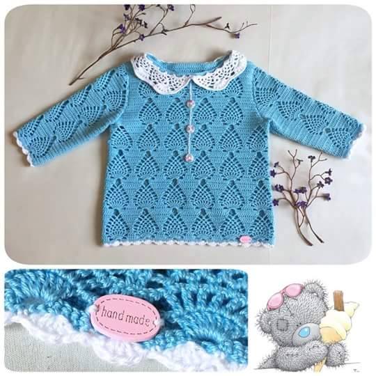 Patrón #1882: Como tejer camisón bebé a crochet Patrón #1882: Como tejer camisón bebé a crochet