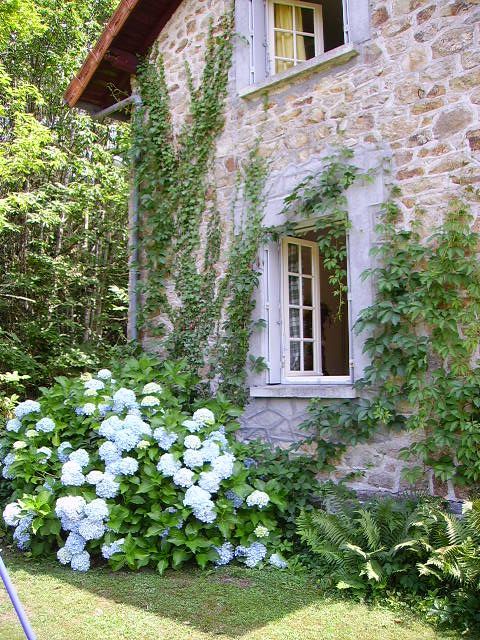 Home decor & Decorating Ideas: #Frenchfarmhouse stone facade and #hydrangea on Hello Lovely Studio