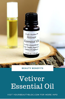 Benefits of vetiver essential oil and its uses.  How to use vetiver in a diffuser or blends or roller bottle to help with sleep.  Vetiver recipes for beauty benefits. How to use vetiver essential oil topical for skin and hair.  What is vetiver essential oil and where to apply it for acne or for skin problems.  Hair and skin benefits of vetiver.  