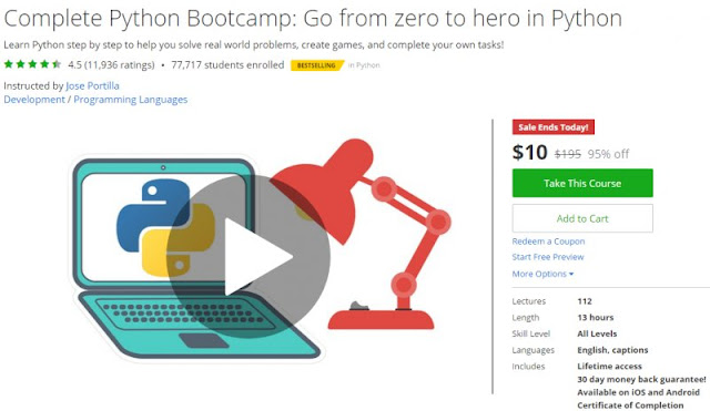 [95% Off] Complete Python Bootcamp: Go from zero to hero in Python ...
